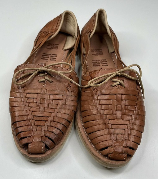 Unbranded Shoes - NEW Made in Mexico Espadrille Leather Sandals Size 8 Women's Brown Slip On Woven